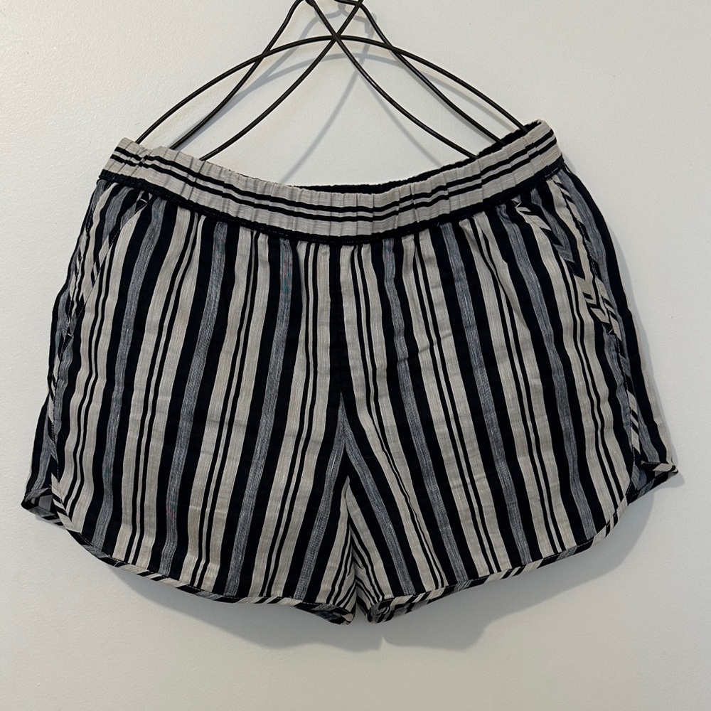 Madewell Black & White Vertical Stripe Athletic Shorts